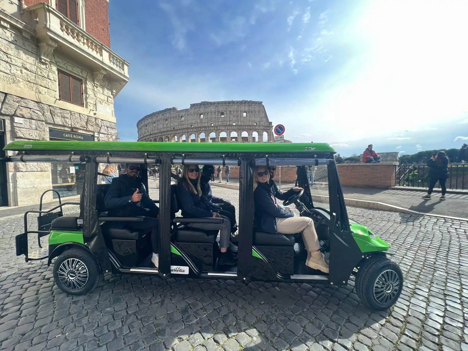 Rome golf cart photo stop at the Arch of Constantine