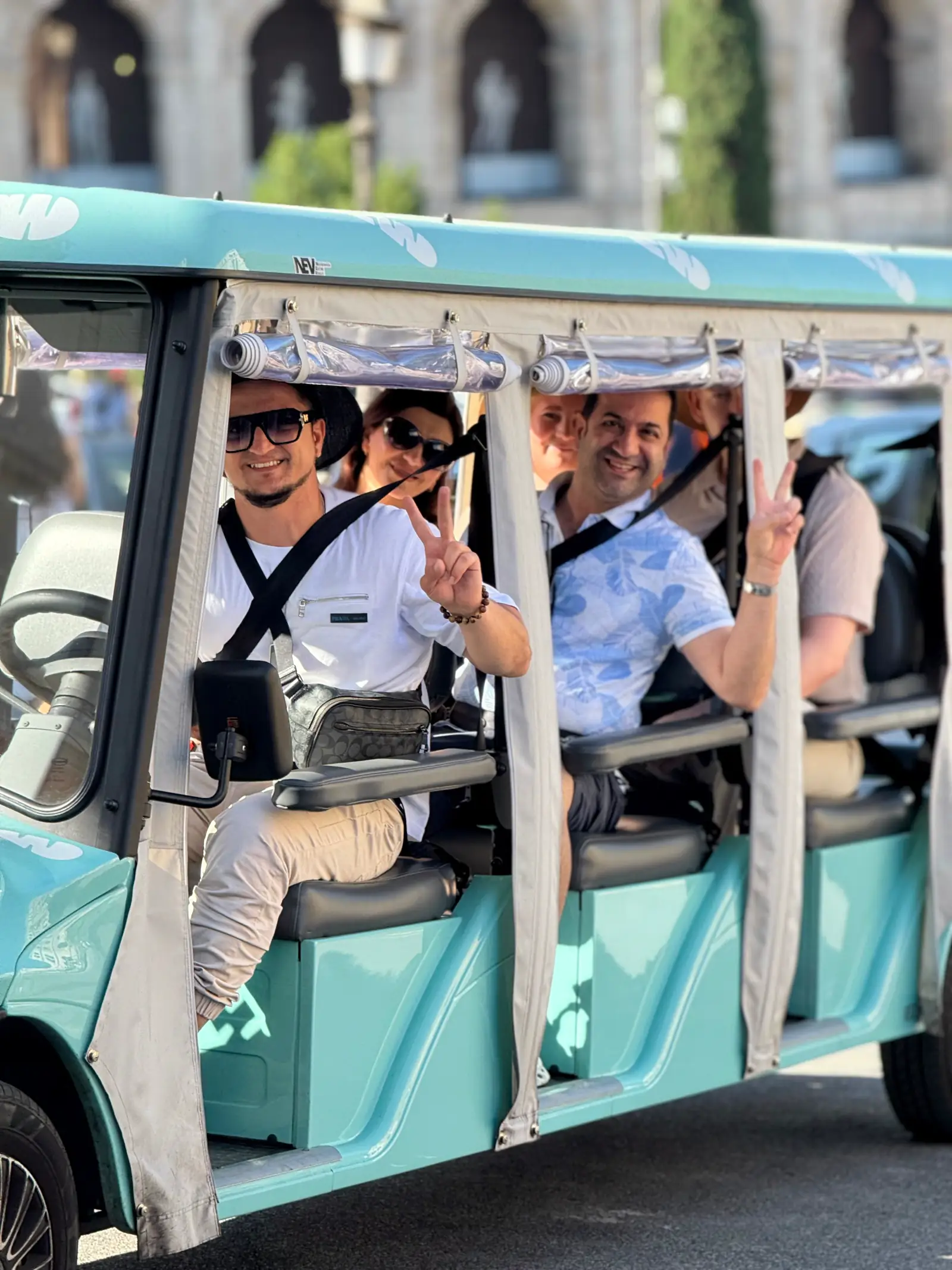 Rome golf cart tour stop at the Pantheon portico