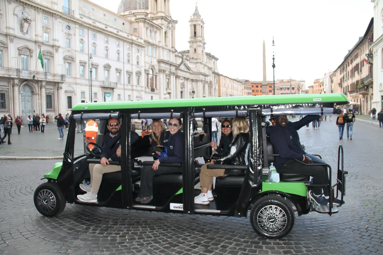 Rome golf cart at Piazza Navona with Bernini's Fountain of the Four Rivers